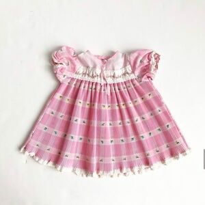 Vintage floral embroidered semi sheer dress 18m